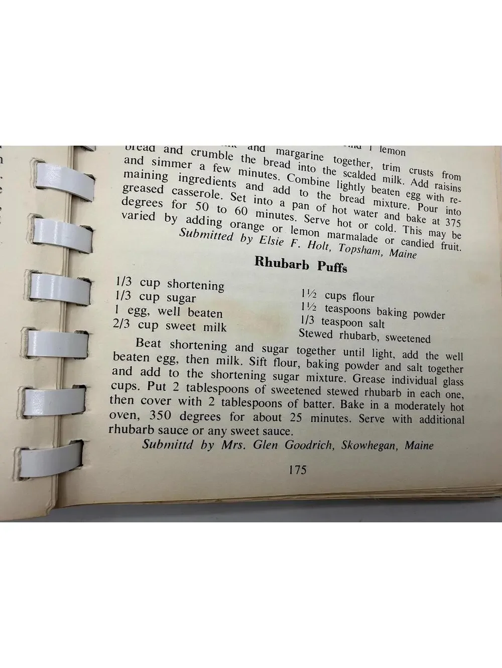Vintage 1969 Maine's Jubilee Cookbook, Local Recipes Spiral Fundraiser Cookbook